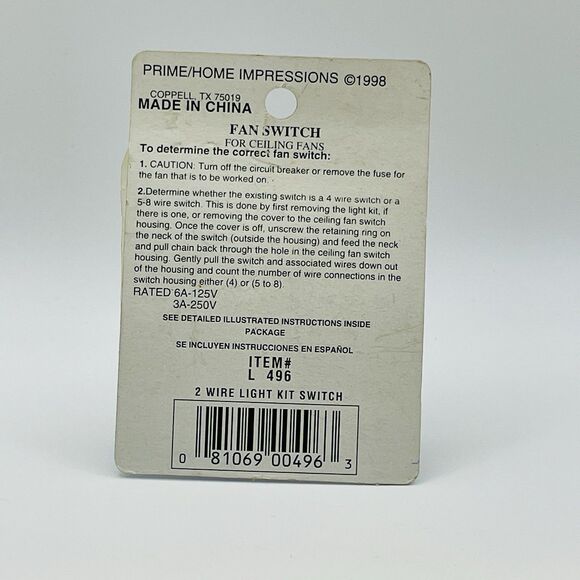 Vintage Harbor Breeze 2 Wire Light Switch - Picture 2 of 2